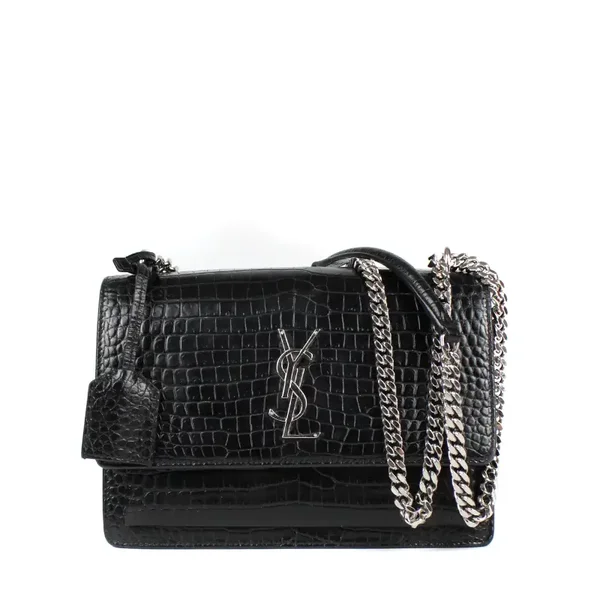 Saint Laurent Sunset Médium embossé croco black