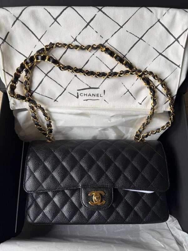 Chanel Timeless 25cm Black Grainé Fullset