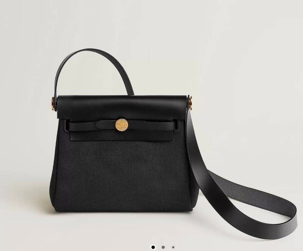 Sac Hermès Herbag Zip 20 bag Noir doré textile