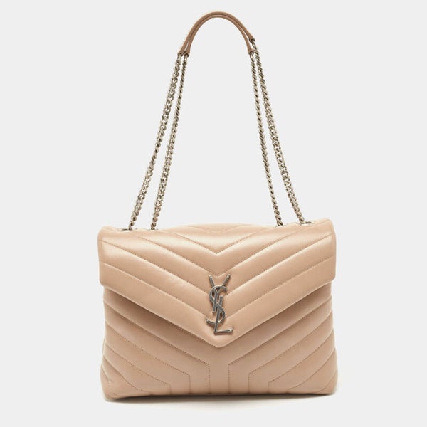 Saint Laurent Loulou Médium acier beige