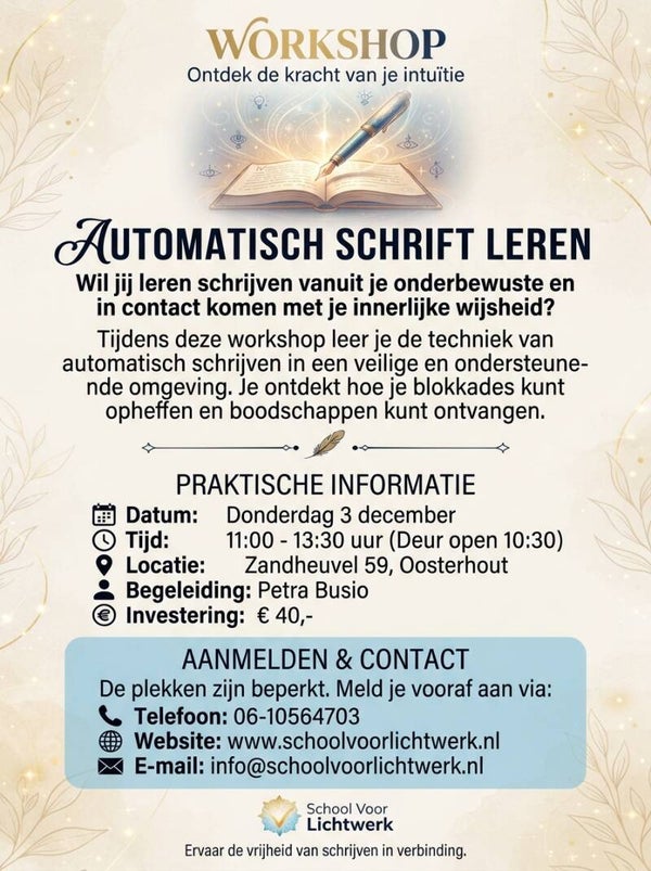 Op Donderdag 3 december om 11:00 uur leer je Automatisch schrijven