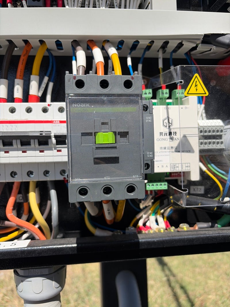 Close-up of breaker and control-equipment connections