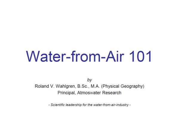 Water-from-Air 101