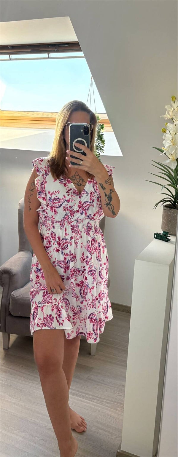 Zomerjurk wit/roze