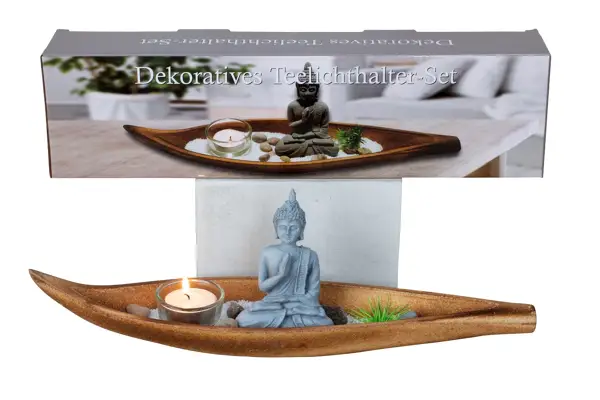Theelichthouder set met Buddha