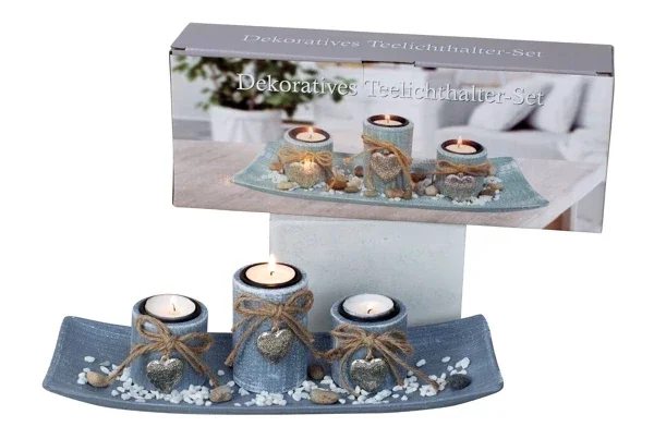 Theelichthouderset met hartdecoratie