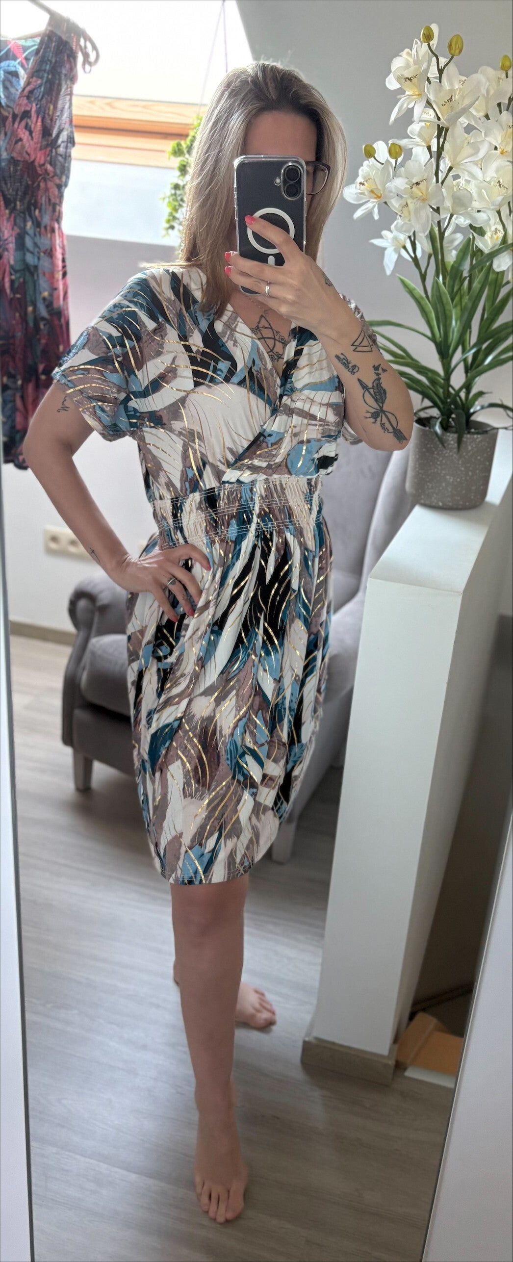 MAGIC-Kleedje bruin-blauw