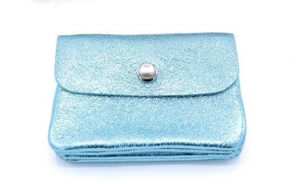 Lederen Portemonee Shiny-Turquoise