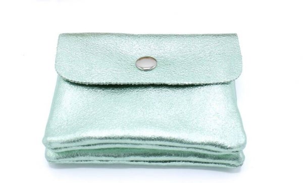 Lederen Portemonee Shiny - Munt Groen