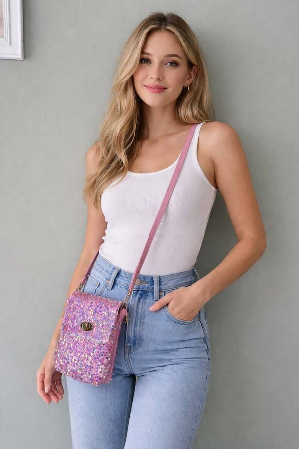 Schoudertas Bling Roze