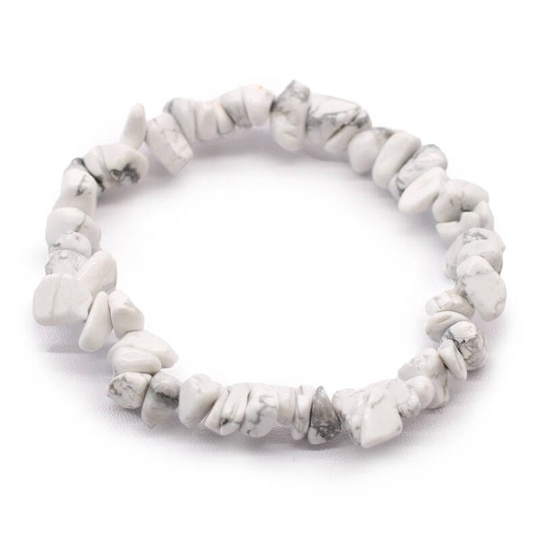 Geslepen Edelstenen Stukjes Armband - Witte Jaspis