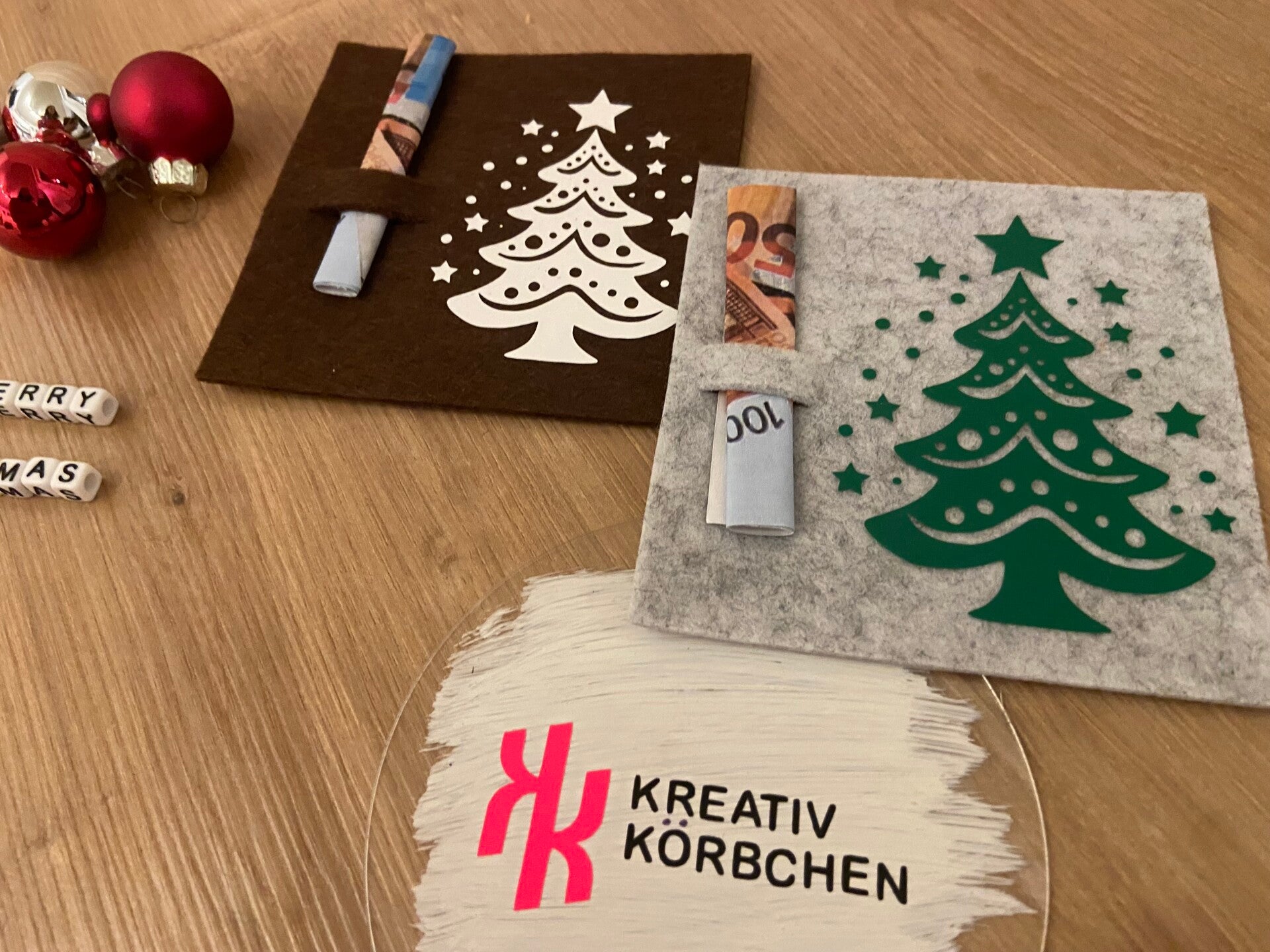 Tannenbaum, Geldgeschenk aus Filz