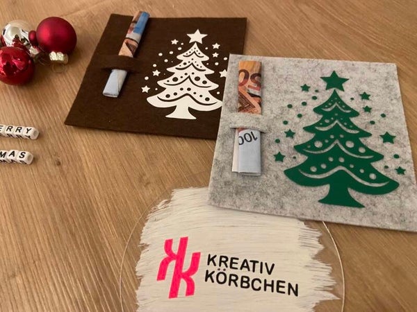 Tannenbaum, Geldgeschenk aus Filz