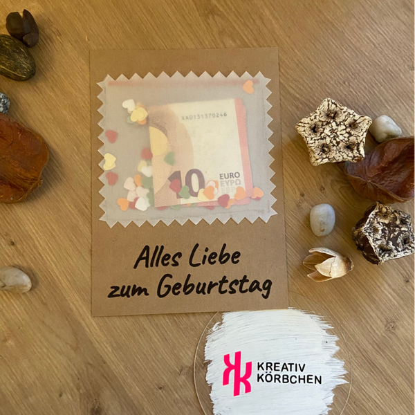 Schüttelkarte auf Pappe, Alles Liebe zum Geburtstag