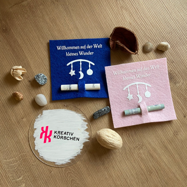 Geschenkidee aus Filz - Willkommen kleines Wunder