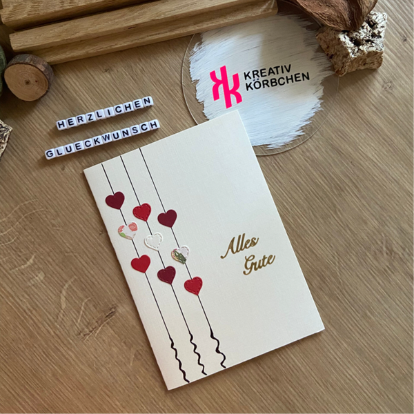 Alles Liebe Hochzeitskarte kleine Herzchen