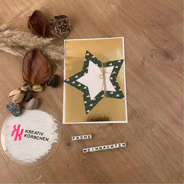 Weihnachtskarte mit Geldfach grün_gold