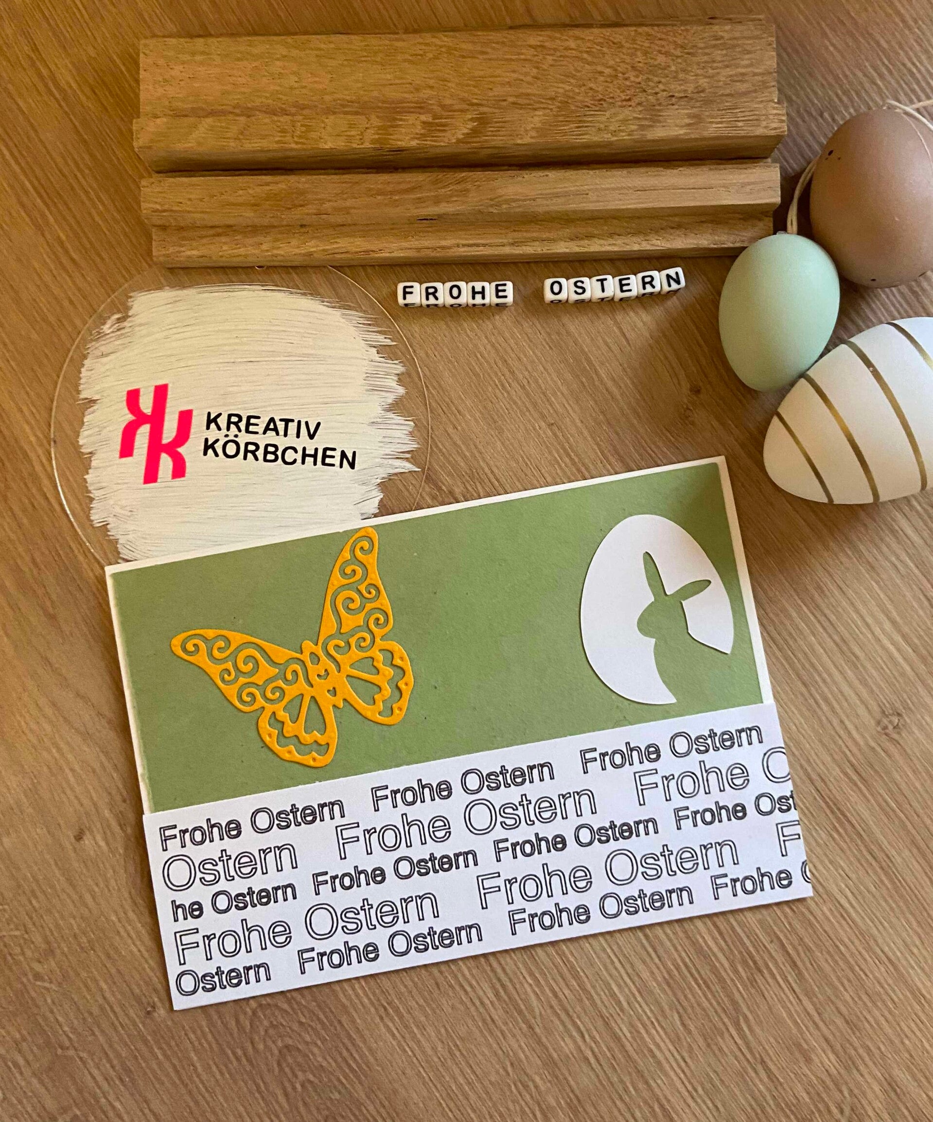 Osterkarte Schriftzug Frohe Ostern