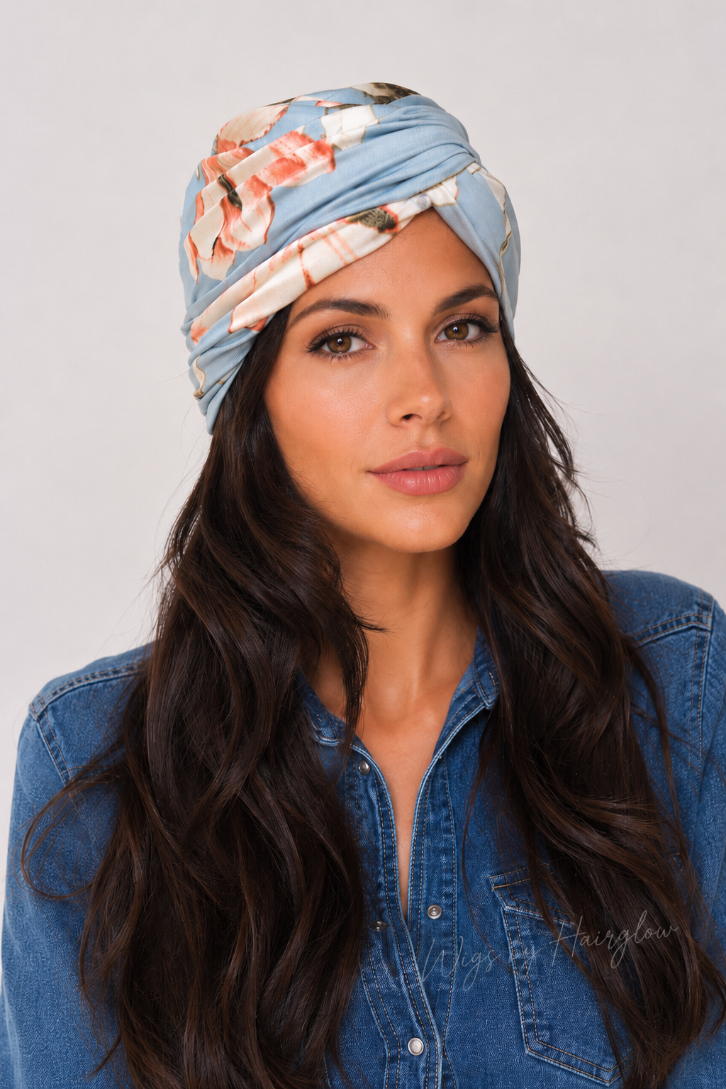 Turban bloemen blauw