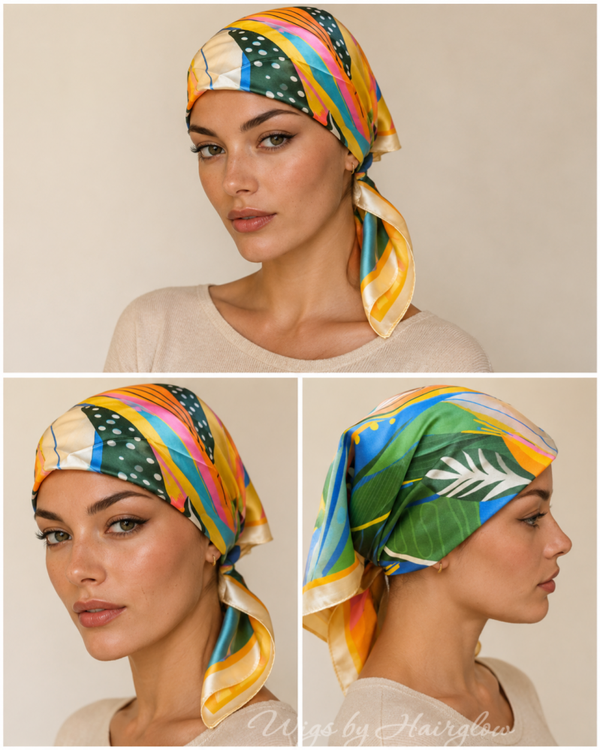 Multi bright color silk look sjaal