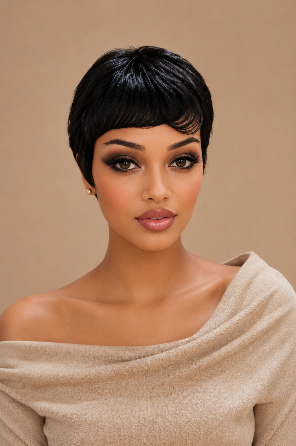 Pixie- human hair - straight - black