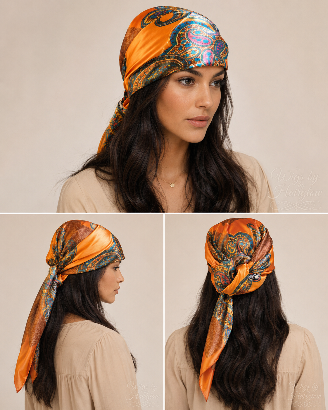 Oranje silk look sjaal