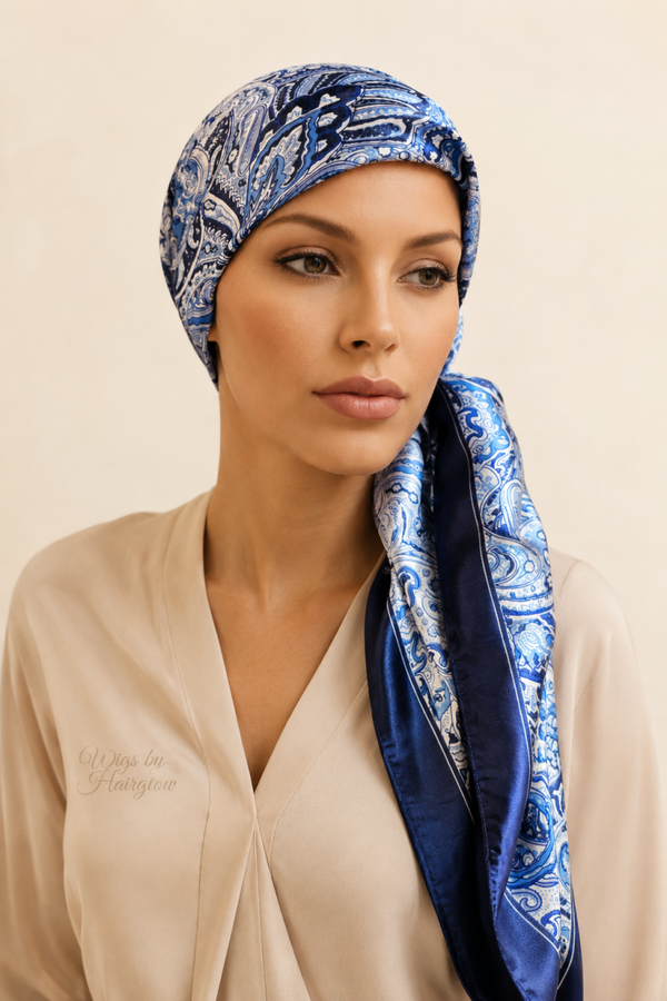 Blauwe silk look sjaal