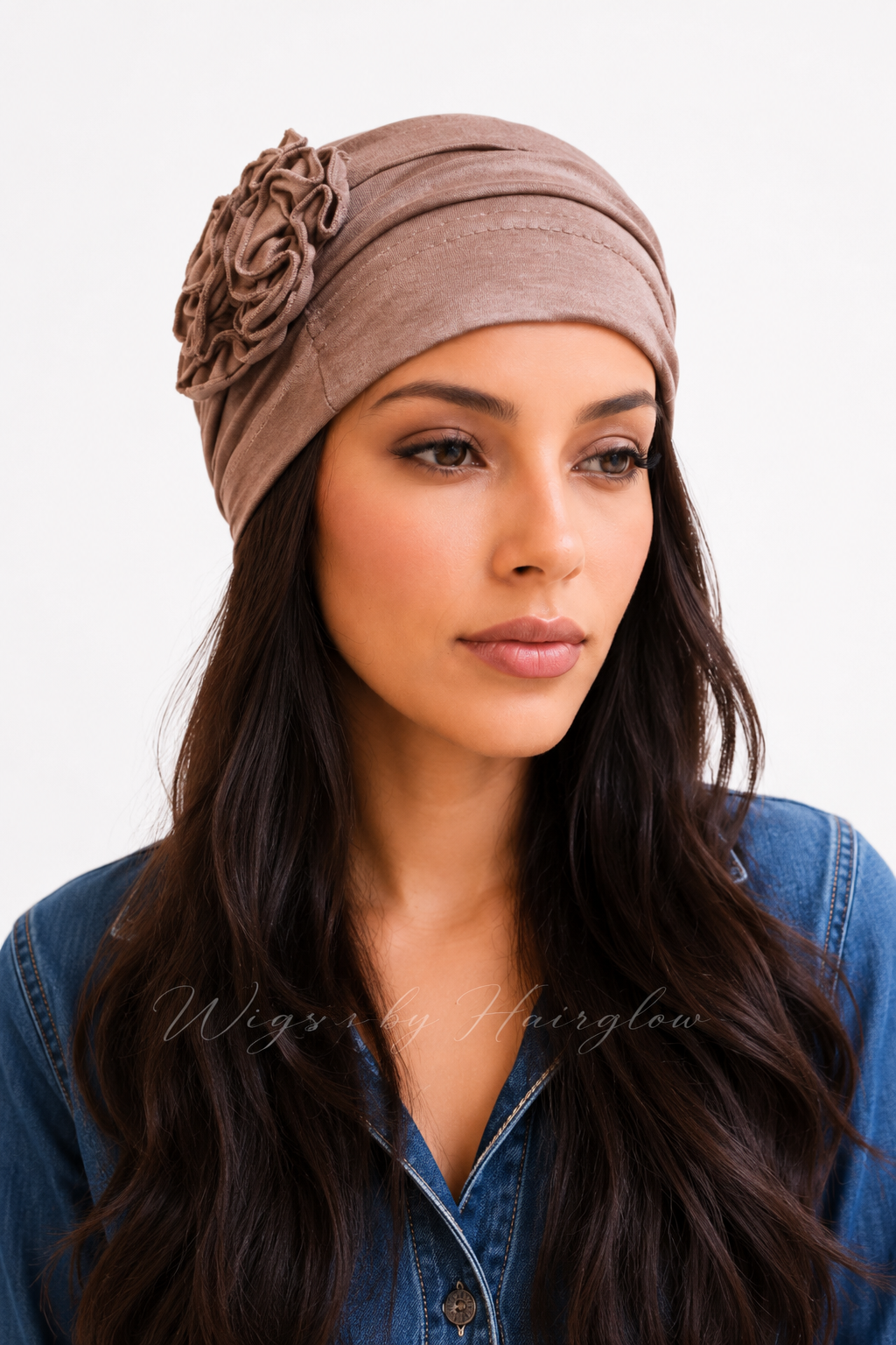 Turban bruin met bloem