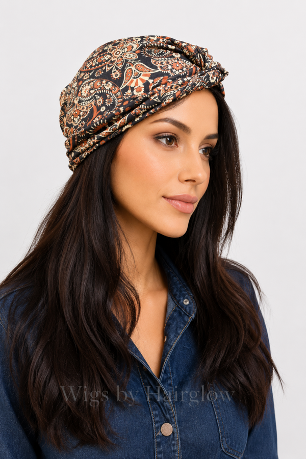 Turban print donker met goud