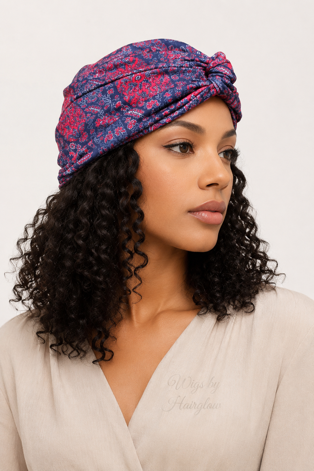 Turban print roze bloem