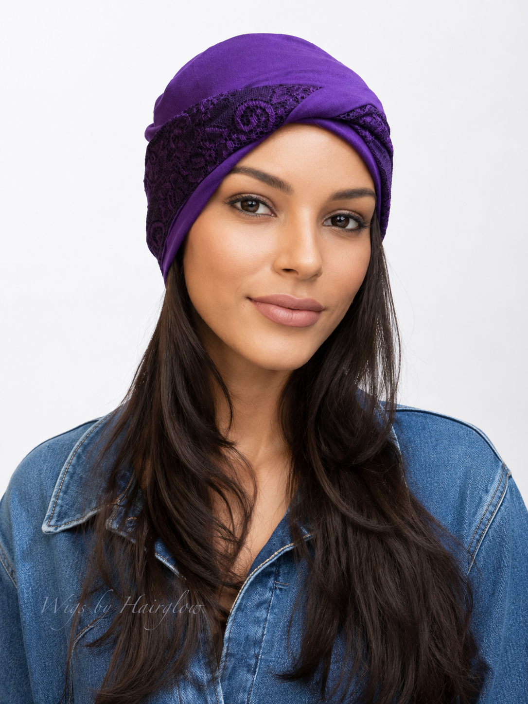 Turban paars kant