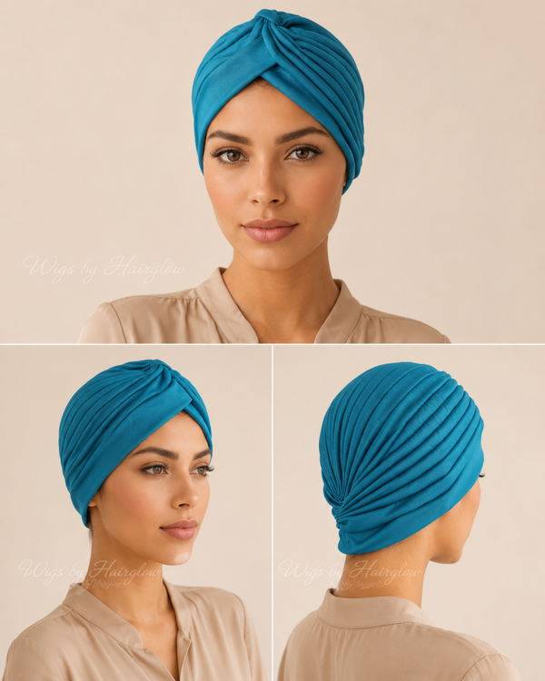 Rib turban blauw
