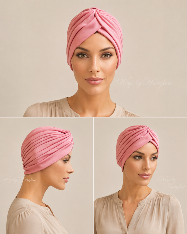 Rib turban roze