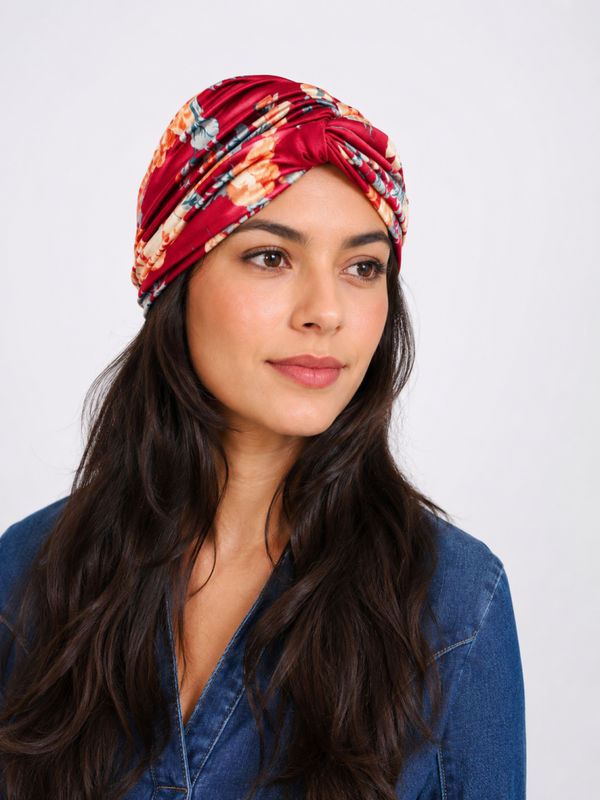 Turban bloemen rood