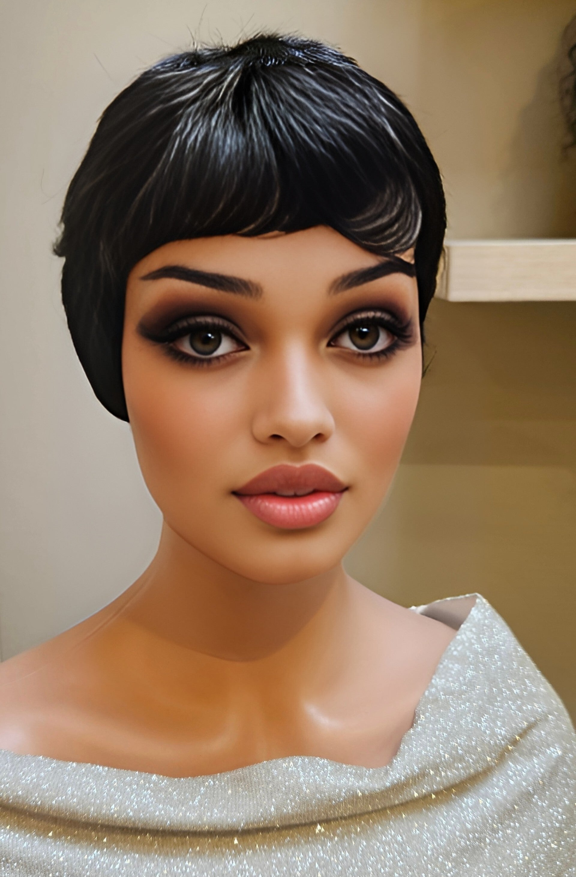 Pixie- human hair - straight - black