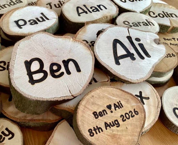 Coasters with name and date for weddings/special event