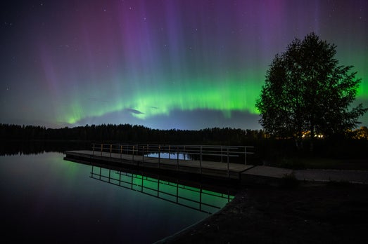 Nordlys over Nordbytjernet på Jessheim