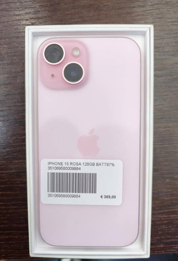 iPhone 15 Rosa 128Gb batt87% Usato/Rigenerato KLARNA