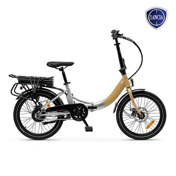Lancia Ypsilon Brio Bici Elettrica Bicicletta Pieghevole pedalata assistita e-bike 25 km/h Autonomia 60 km Ruote 20 Pollici colore Argento e Oro