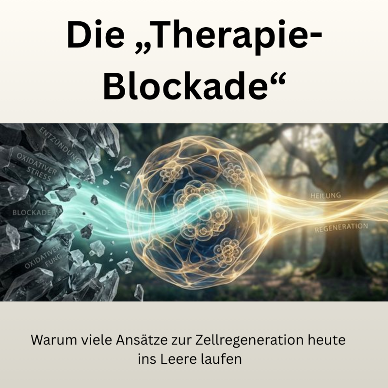 Illustration zur zellulären Therapie-Blockade und Regeneration durch verbesserte Bioverfügbarkeit für Heilpraktiker.
