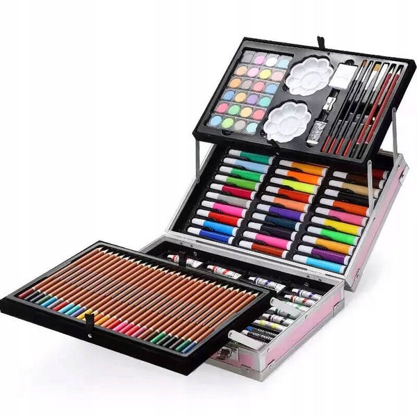 Zestaw artystyczny dla dzieci do malowania i rysowania 145 elementów Niebieski + Walizka