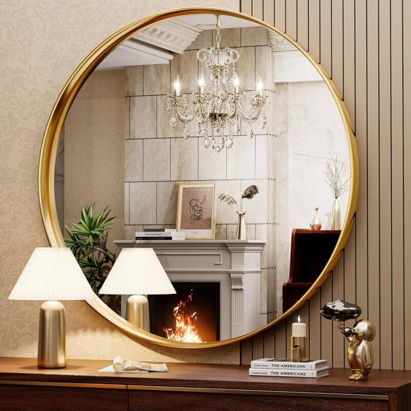 Lustro okrągłe do zawieszenia na ścianę Złote 60cm