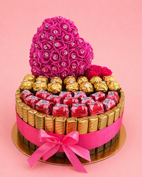 Herz aus Rosen mit Schokoladenbox 💝