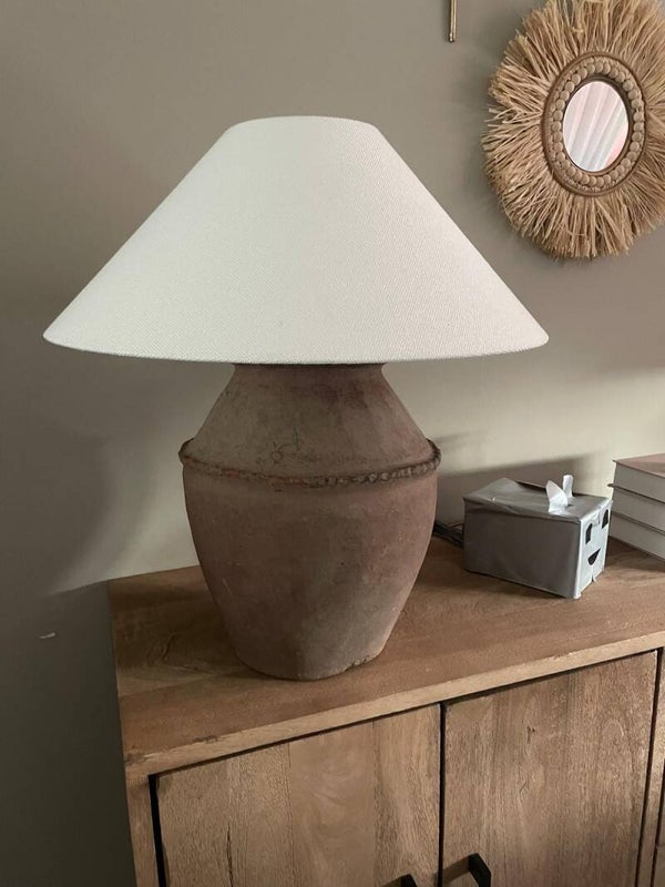 Lampvoet Keramiek 20cm + Lampenkap Punt 50cm Hopper Stof