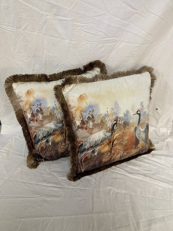 2 x kussens 45x45 velvet antiek gans