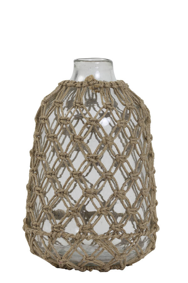 Vaas Ø18x28 cm NARONA glas helder+jute