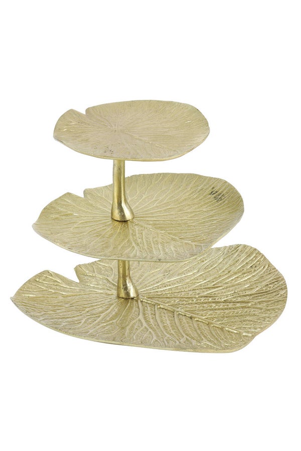 Etagere 3 laags 33x33x28 cm LEAF antiek brons