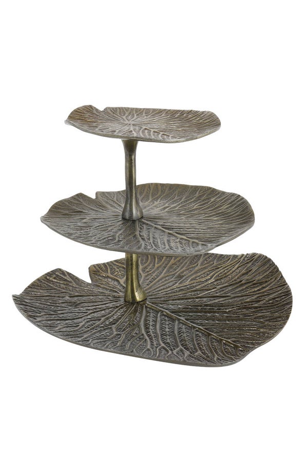 Etagere 3 laags 33x33x28 cm LEAF goud