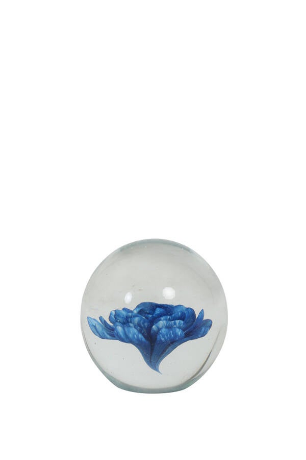 Ornament Ø8,5x8,5 cm FLOWER glas blauw