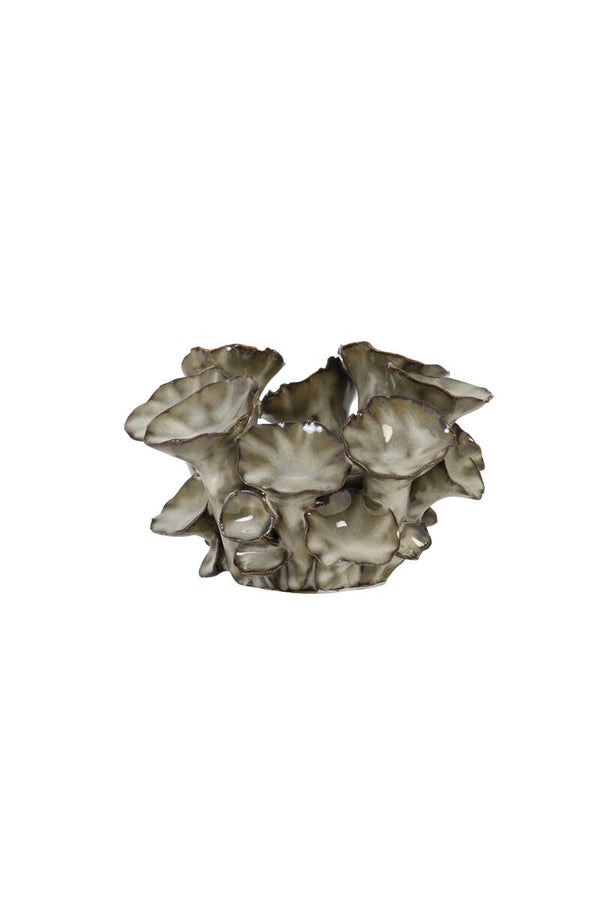 Theelicht Ø12x8,5 cm PANTHEO keramiek bruin grijs